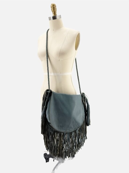 T. GREMILLION Handbags - T. GREMILLION BLUE Leather fringe bag
